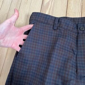 Brooks Brothers Mens Advantage Chino Slim Fit Gingham Plaid Pants Navy Red 33x30